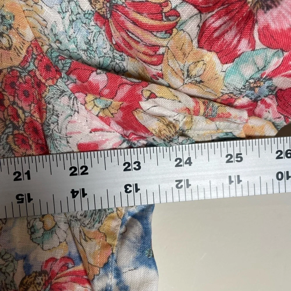 J. Crew Floral Shirt Men's Sz L 100% Linen Camp Collar Button Up Short Sleeve